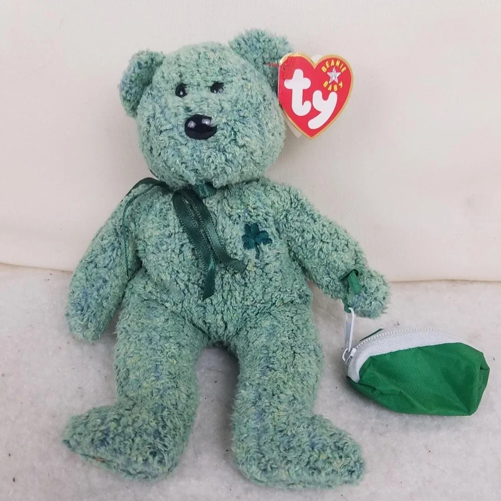 Ty‎ Plush Beanie Baby Shamrock the Bear Buddies 8 in green with bag